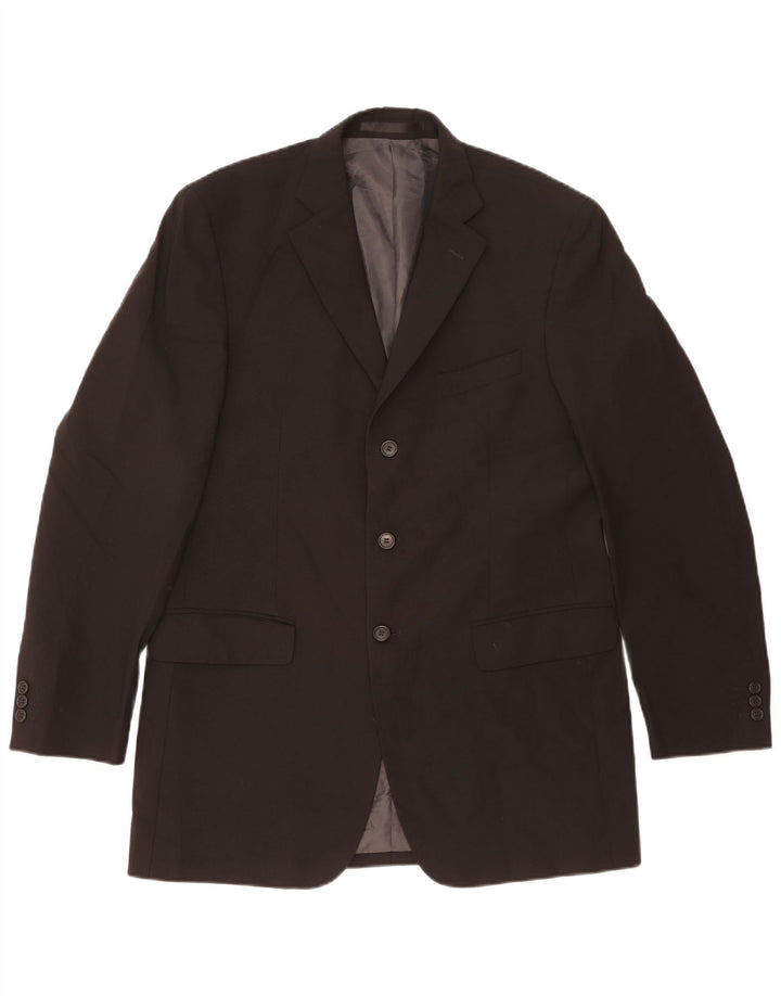 Marks & Spencer Mens 3 Button Blazer Jacket UK 40 Medium Black Polyester