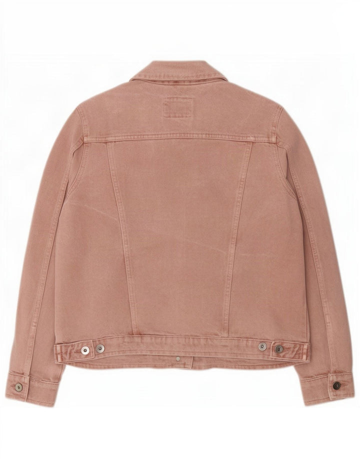 Marks & Spencer Womens Denim Jacket UK 14 Medium Pink Cotton