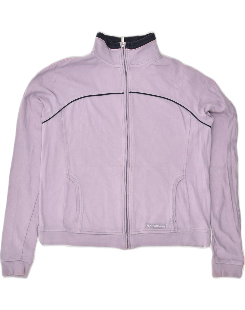 CHAMPION Womens Tracksuit Top Jacket UK 16 Large Purple Cotton | Vintage Champion | Thrift | Second-Hand Champion | Used Clothing | Messina Hembry 