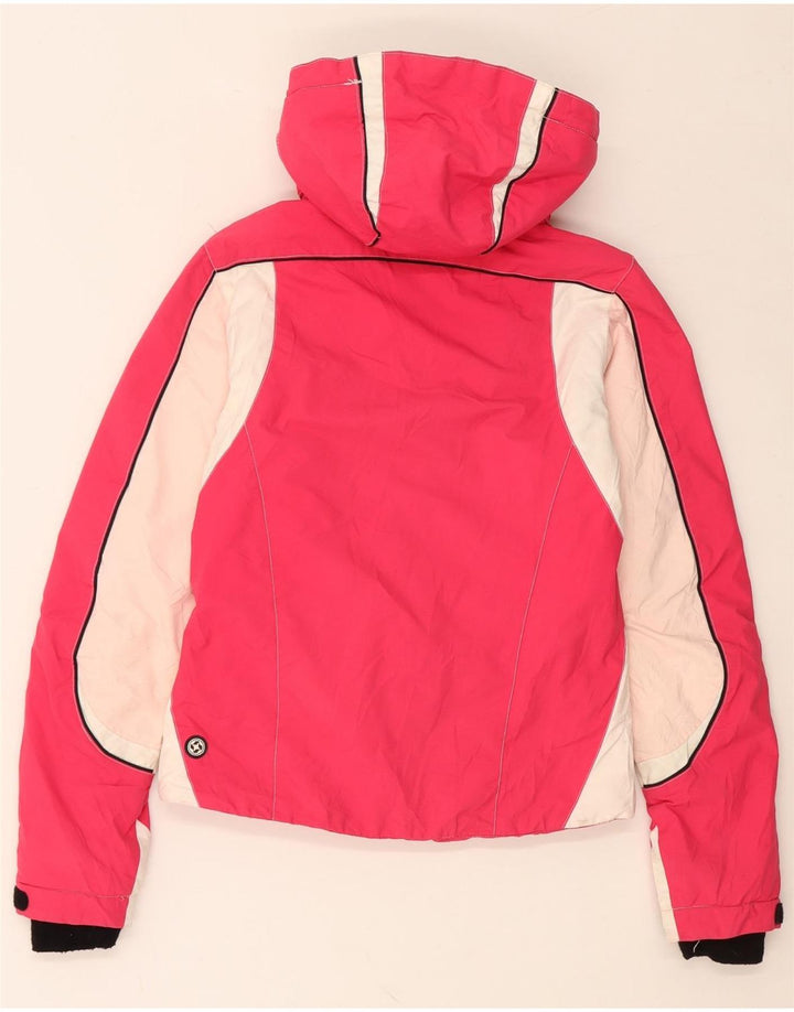 COLMAR Womens Hooded Ski Jacket EU 38 Small Pink Colourblock