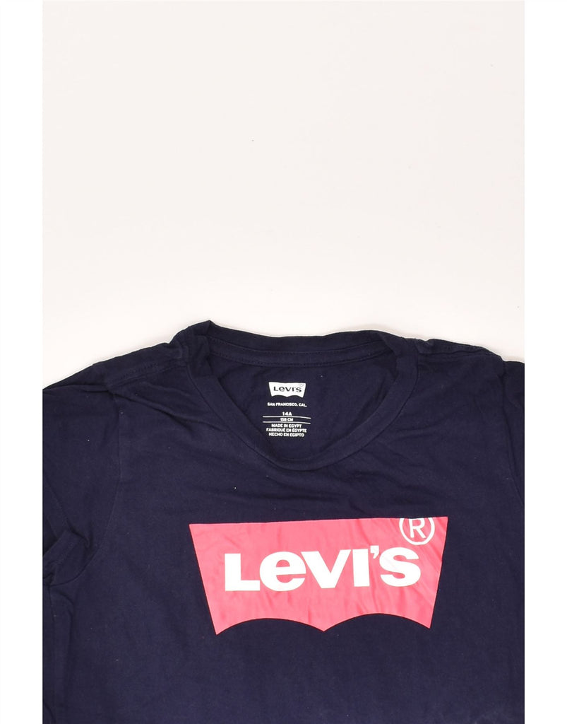 LEVI'S Girls Graphic T-Shirt Top 13-14 Years Navy Blue Cotton | Vintage Levi's | Thrift | Second-Hand Levi's | Used Clothing | Messina Hembry 