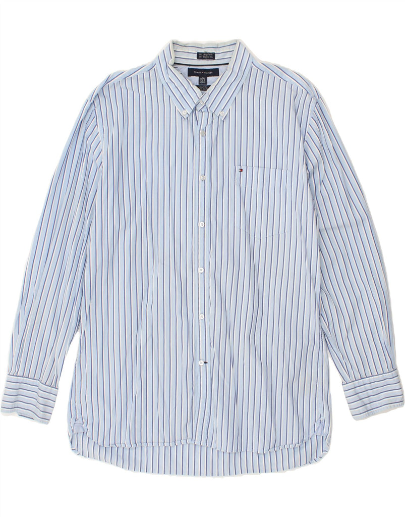 TOMMY HILFIGER Mens Custom Fit Shirt Size 17/12 18 XL Blue Striped Cotton Vintage Tommy Hilfiger and Second-Hand Tommy Hilfiger from Messina Hembry 