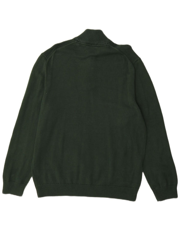 Gant Mens Zip Neck Jumper Sweater 2XL Green Cotton