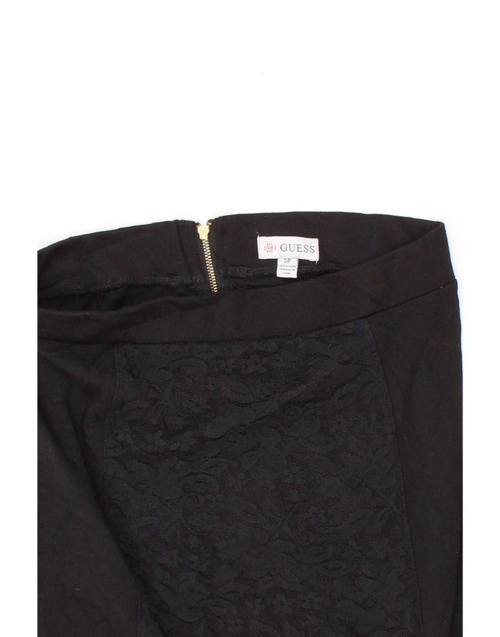 GUESS Womens Pencil Skirt W26 Small Black Floral Polyester Vintage Guess and Second-Hand Guess from Messina Hembry 