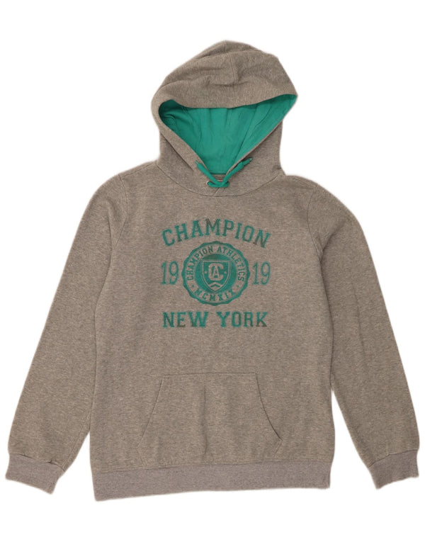 Champion Womens Heritage Fit Graphic Hoodie Jumper UK 18 XL Grey Flecked