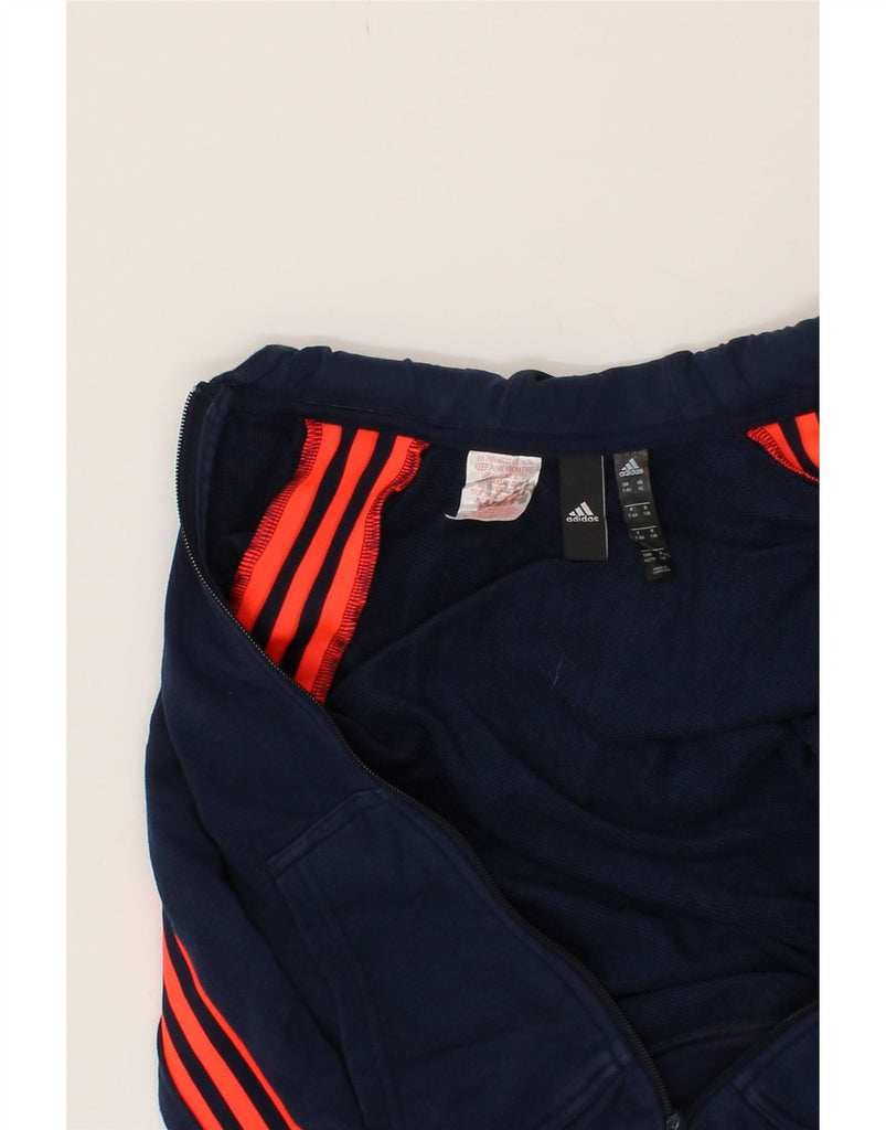 ADIDAS Girls Zip Hoodie Sweater 7-8 Years Navy Blue Cotton Vintage Adidas and Second-Hand Adidas from Messina Hembry 