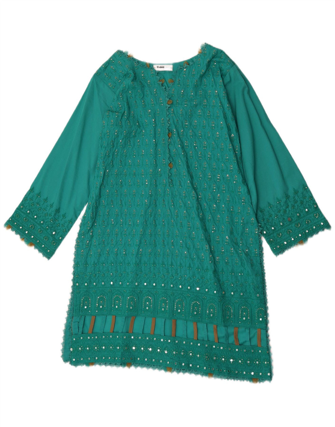 Vintage Womens Long Sleeve Tunic Dress UK 12 Medium Green