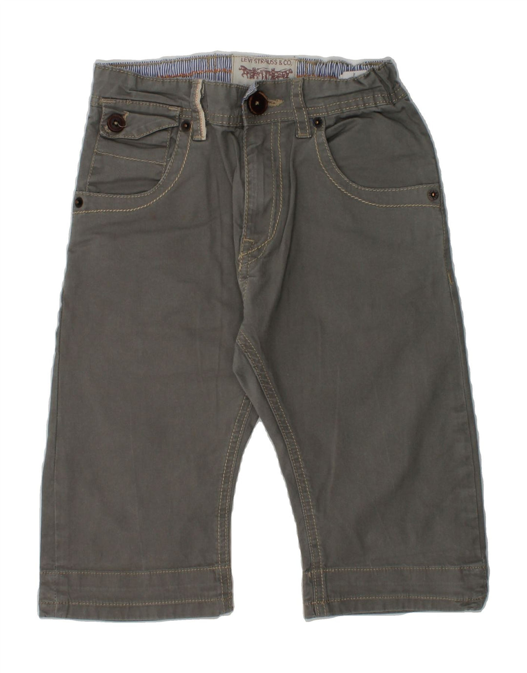 LEVI'S Boys Capri Trousers 7-8 Years W24 L10  Grey Cotton | Vintage Levi's | Thrift | Second-Hand Levi's | Used Clothing | Messina Hembry 