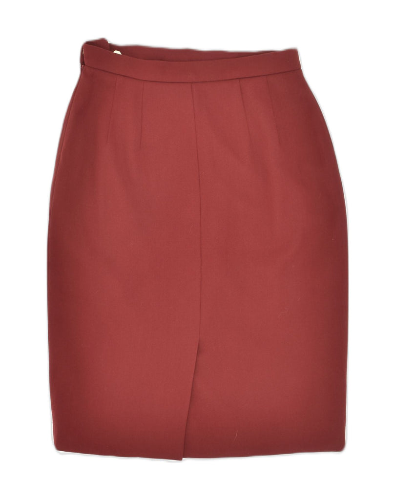 AQUASCUTUM Womens Pencil Skirt UK 12 Medium W28 Maroon Wool | Vintage Aquascutum | Thrift | Second-Hand Aquascutum | Used Clothing | Messina Hembry 