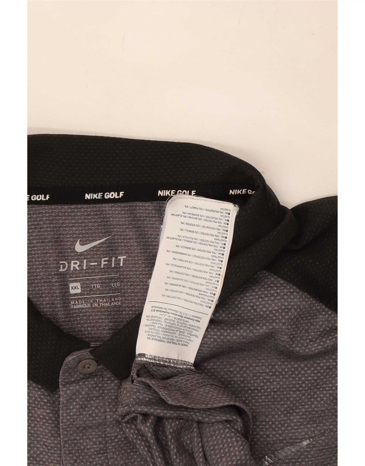 Nike Mens Dri Fit Polo Shirt 2XL Grey Colourblock Polyester