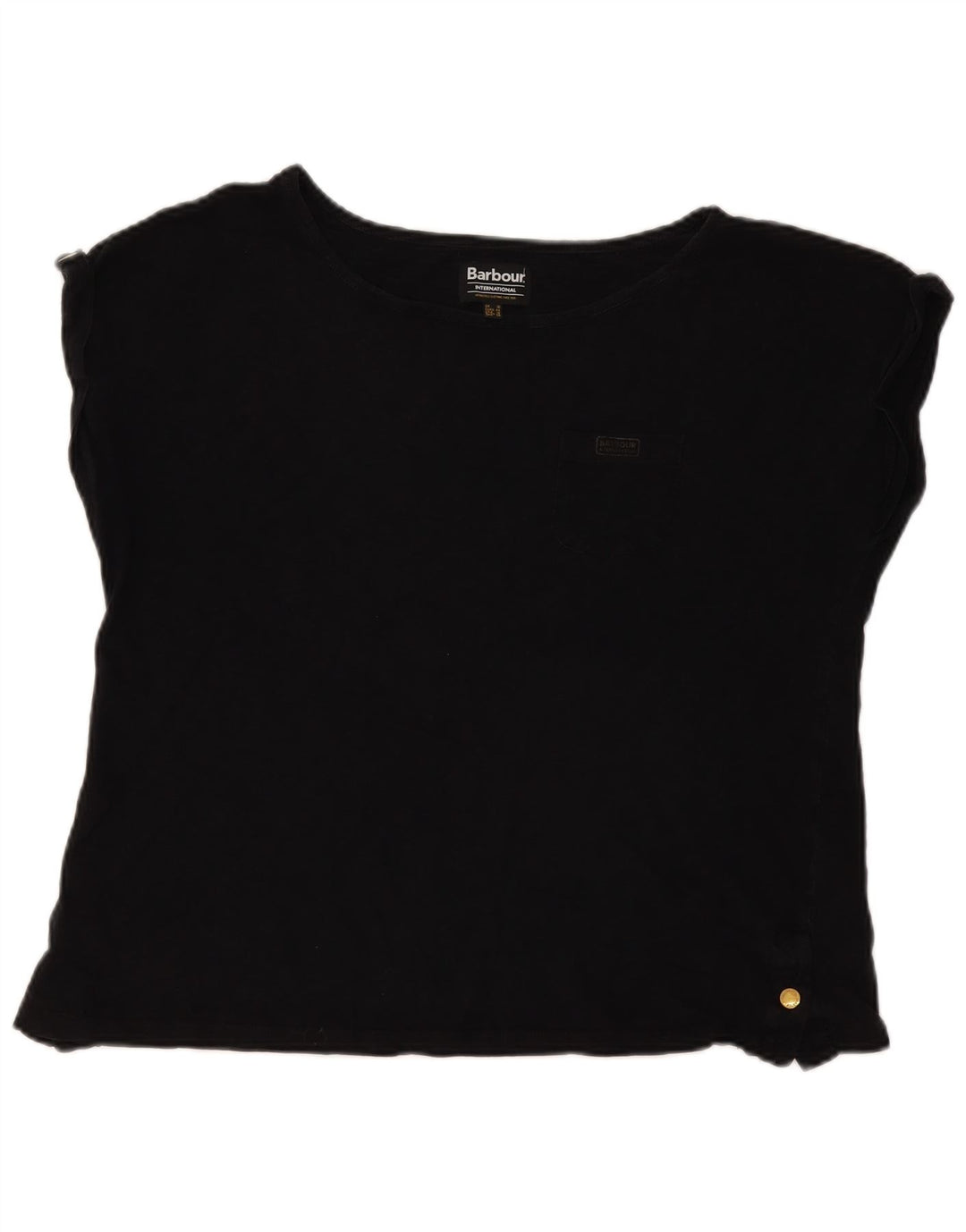 Barbour Womens T-Shirt Top UK 18 XL Black Cotton