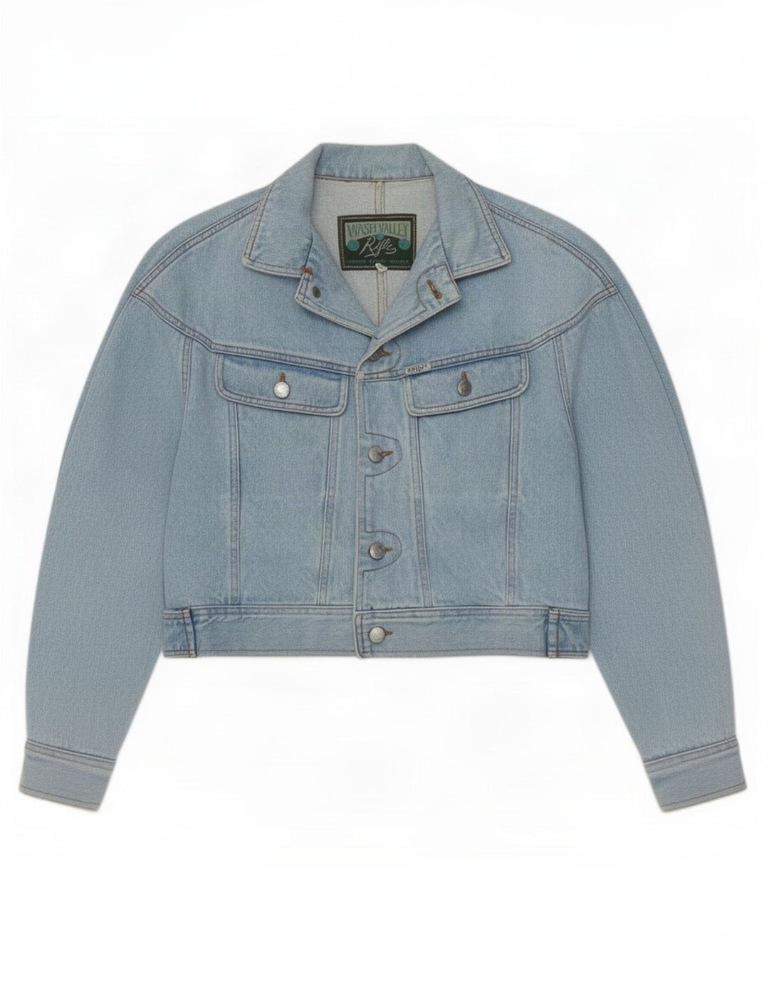 Rifle Womens Crop Denim Jacket UK 16 Large Blue