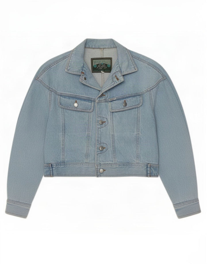 Rifle Womens Crop Denim Jacket UK 16 Large Blue