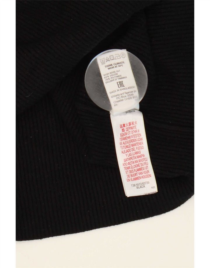 Marks & Spencer Womens Crop Roll Neck Jumper Sweater UK 12 medium Black