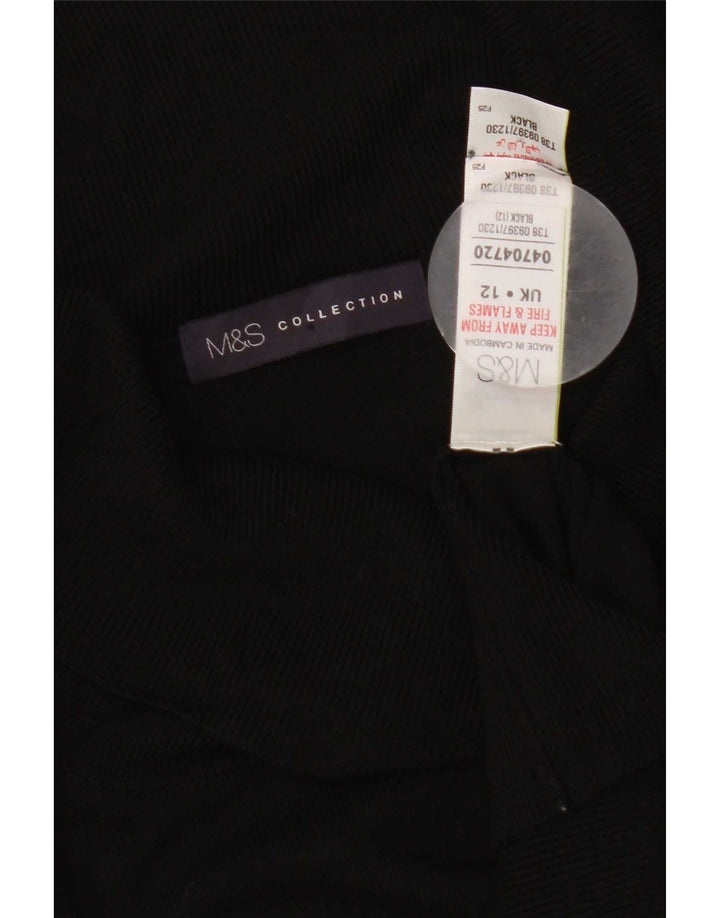 Marks & Spencer Womens Roll Neck Jumper Sweater UK 12 Medium Black Viscose