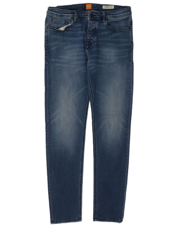 Hugo Boss Mens Tapered Jeans W34 L34 Blue Cotton