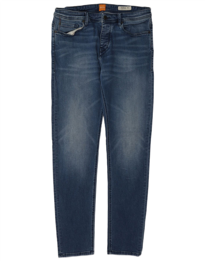 Hugo Boss Mens Tapered Jeans W34 L34 Blue Cotton