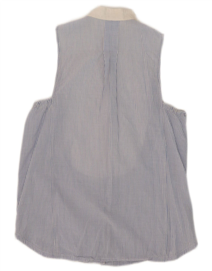 SIVIGLIA Womens Sleeveless Shirt Blouse IT 42 Medium Blue Pinstripe