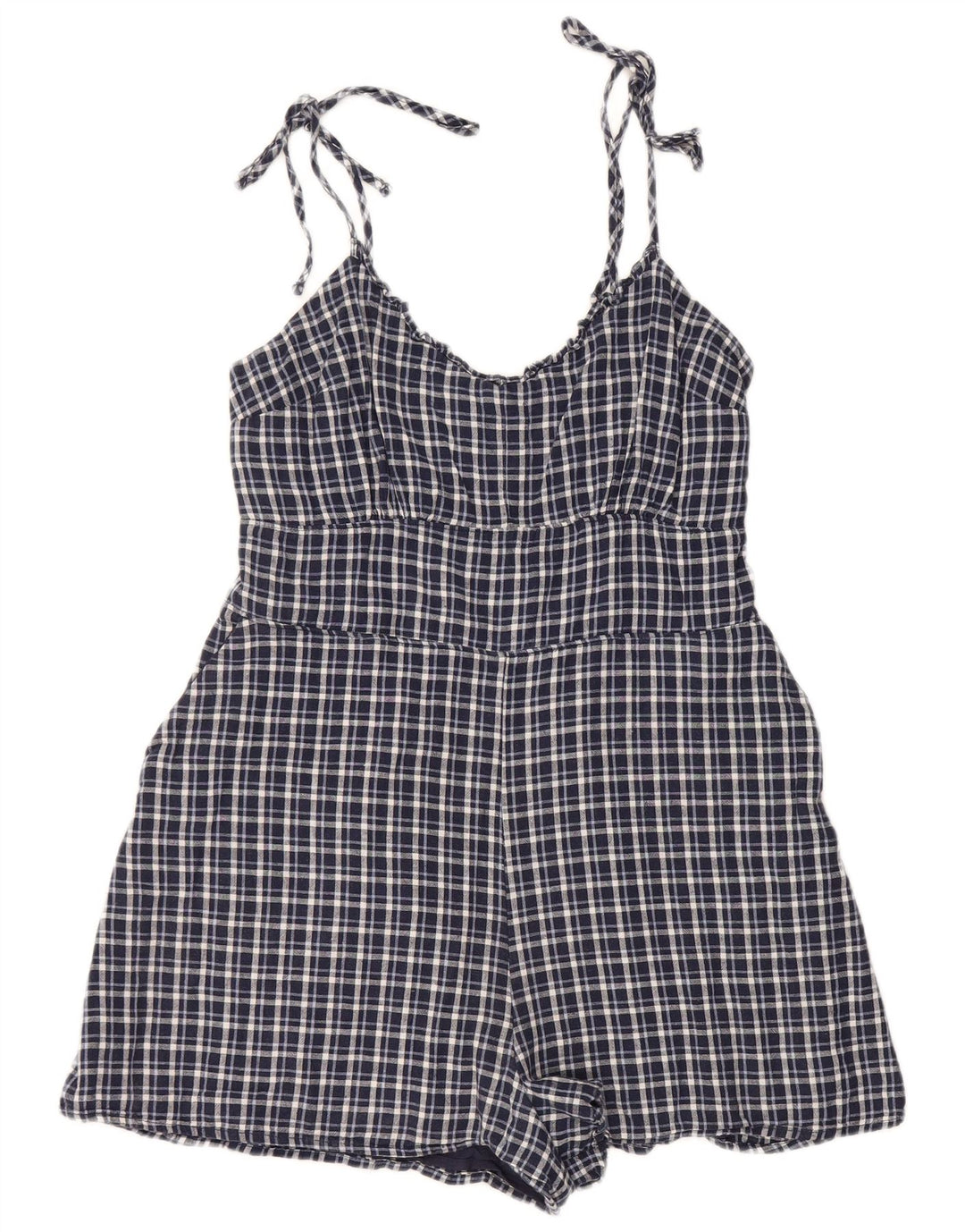 ABERCROMBIE & FITCH Womens Playsuit UK 12 Medium Navy Blue Check