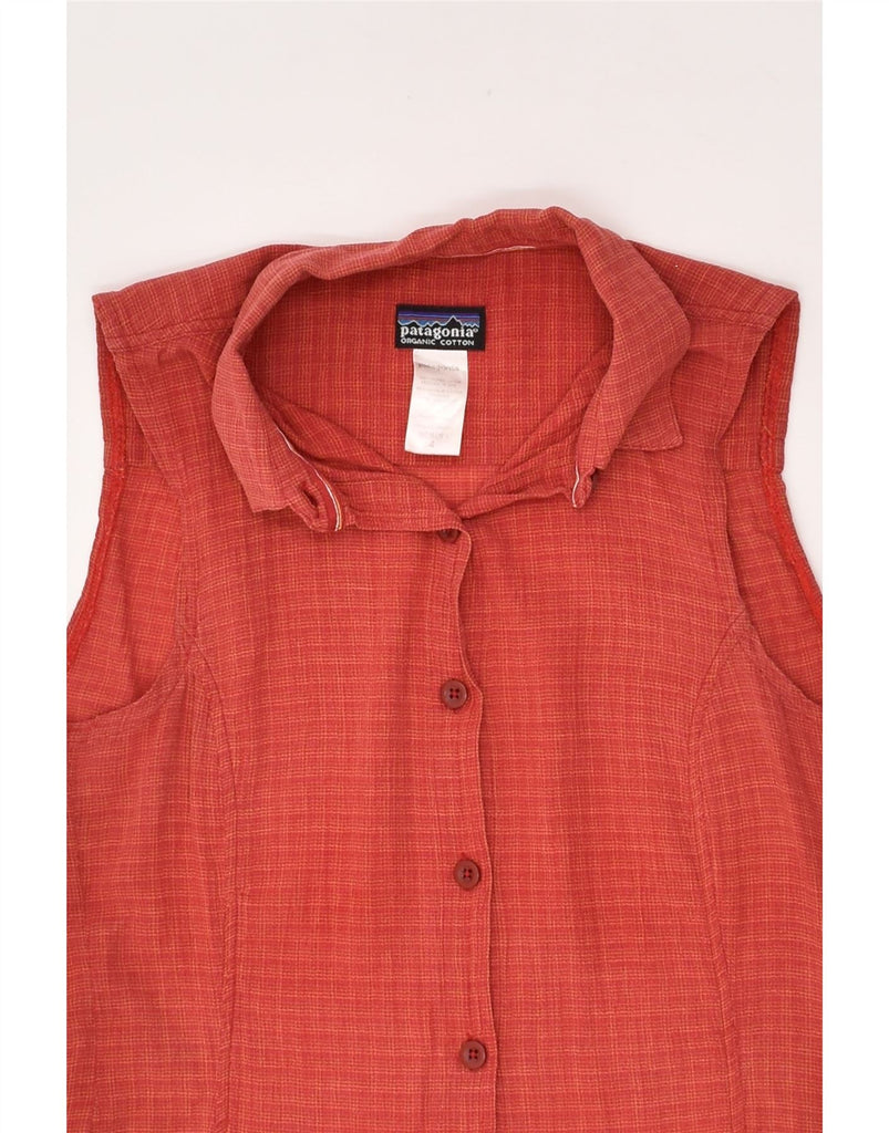 PATAGONIA Womens Sleeveless Shirt UK 4 Small Red Check Cotton | Vintage Patagonia | Thrift | Second-Hand Patagonia | Used Clothing | Messina Hembry 
