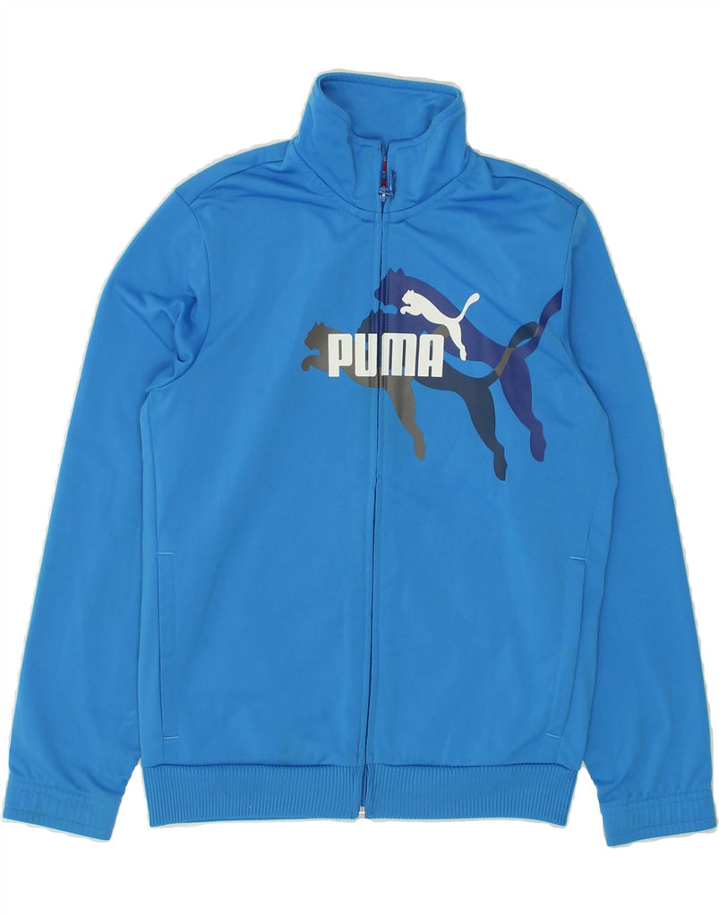 PUMA Boys Graphic Tracksuit Top Jacket  11-12 Years Large Blue Polyester | Vintage Puma | Thrift | Second-Hand Puma | Used Clothing | Messina Hembry 