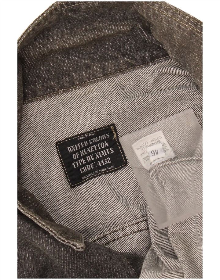 Benetton Mens Oversized Denim Jacket IT 46 Small Grey Cotton