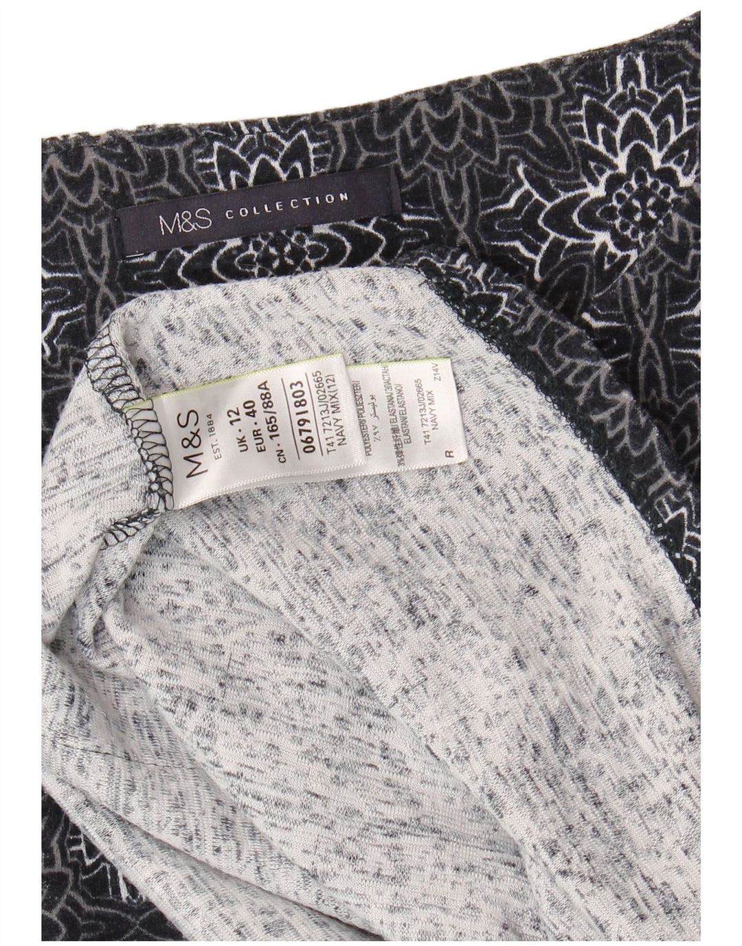 MARKS & SPENCER Womens Tunic Top UK 12 Medium  Navy Blue Paisley