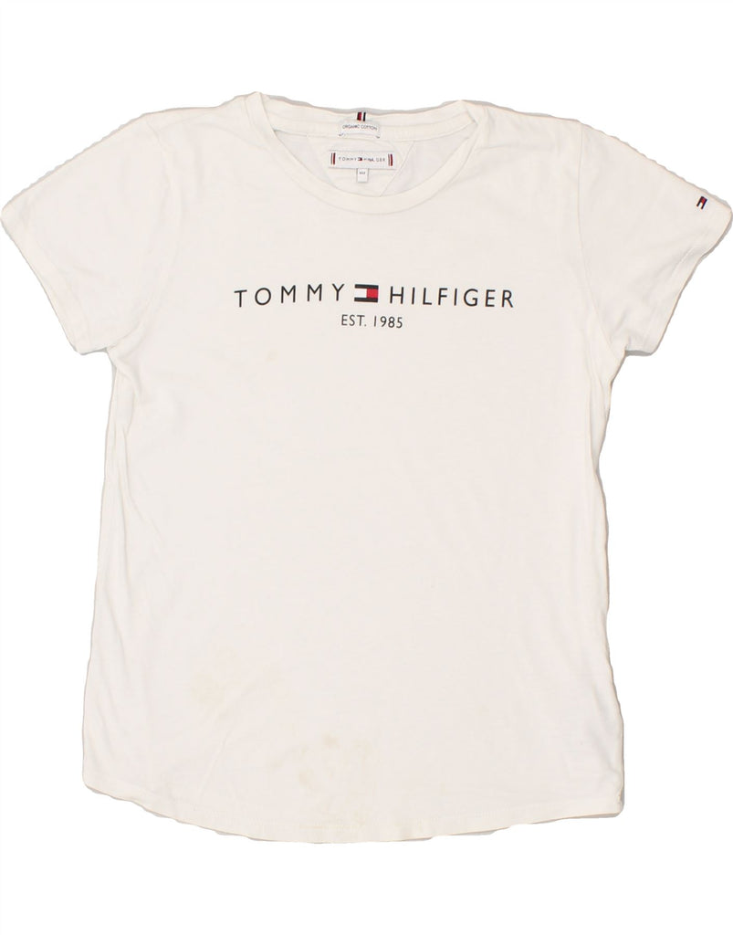 TOMMY HILFIGER Boys Graphic T-Shirt Top 11-12 Years White Cotton | Vintage Tommy Hilfiger | Thrift | Second-Hand Tommy Hilfiger | Used Clothing | Messina Hembry 