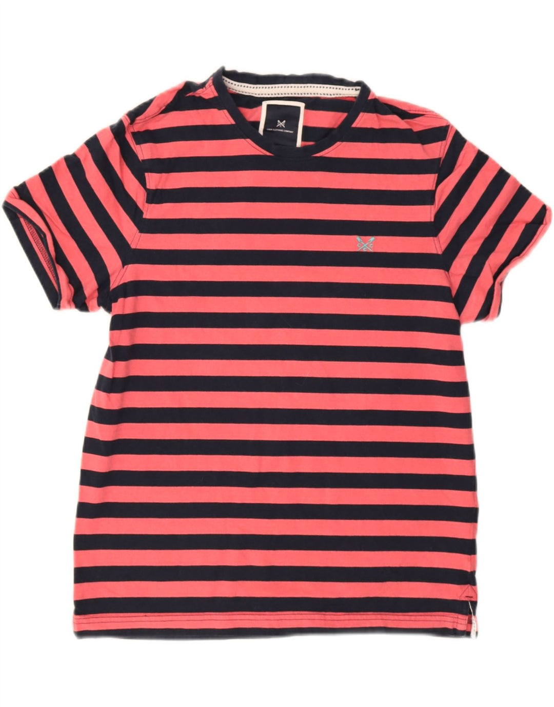 Crew Clothing Mens T-Shirt Top Medium Pink Striped Cotton