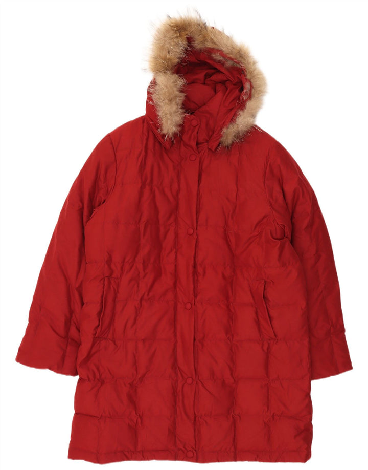 BRUGI Womens Oversized Hooded Padded Coat IT 50 XL Red Polyester