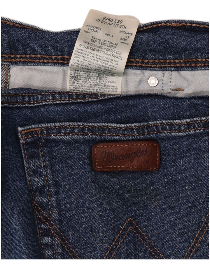 Wrangler Mens Regular Fit Straight Jeans W40 L30 Blue Cotton