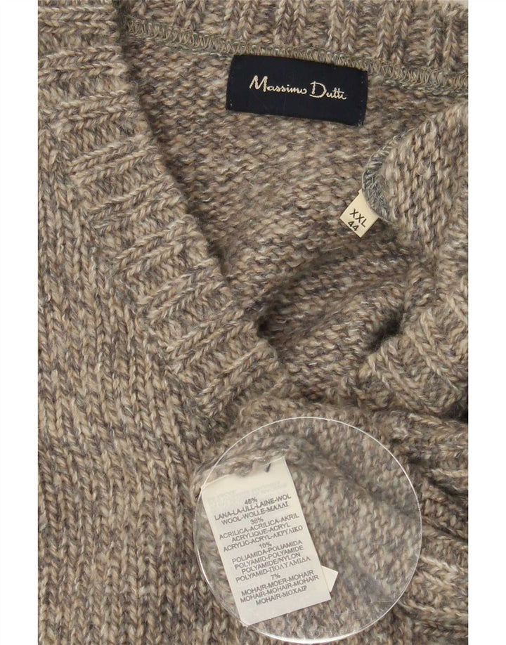 Massimo Dutti Mens V-Neck Jumper Sweater 2XL Grey Flecked Wool