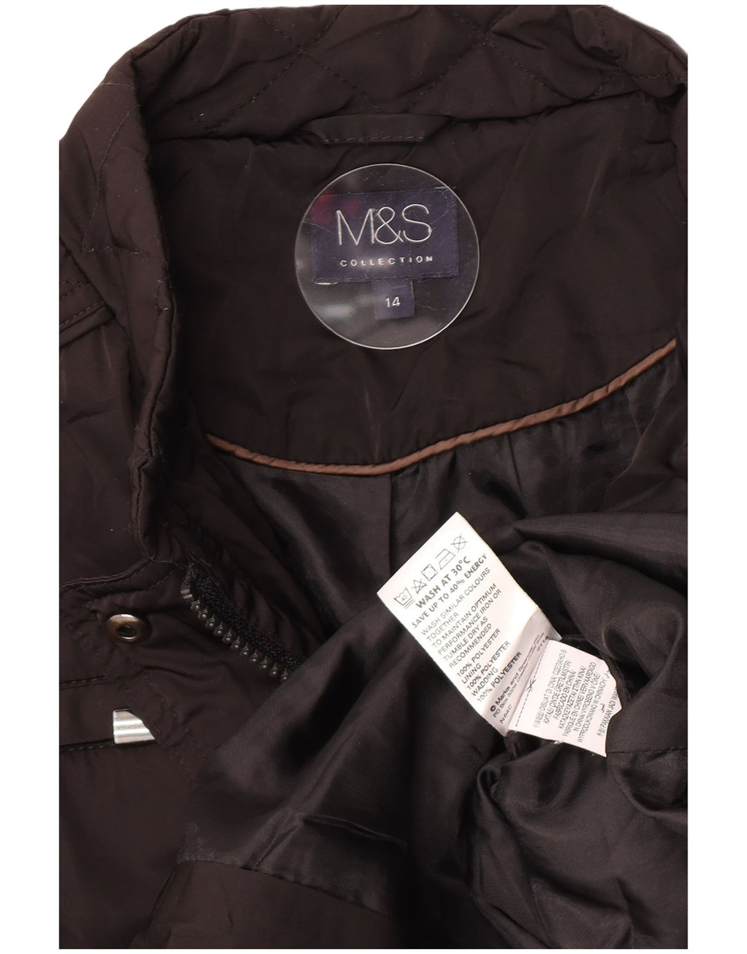 Marks & Spencer Womens Quilted Jacket UK 14 Large Black Polyester