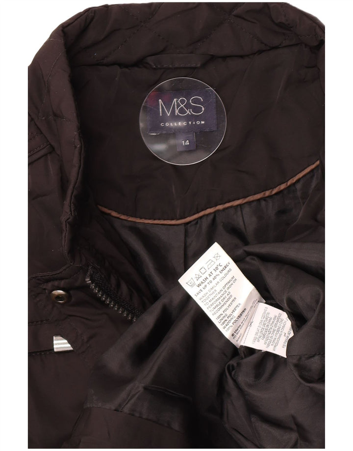 Marks & Spencer Womens Quilted Jacket UK 14 Large Black Polyester