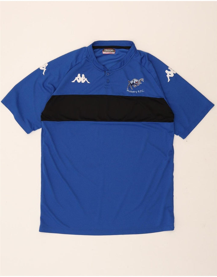 KAPPA Mens T-Shirt Top 2XL Blue Colourblock Polyester Vintage Kappa and Second-Hand Kappa from Messina Hembry 