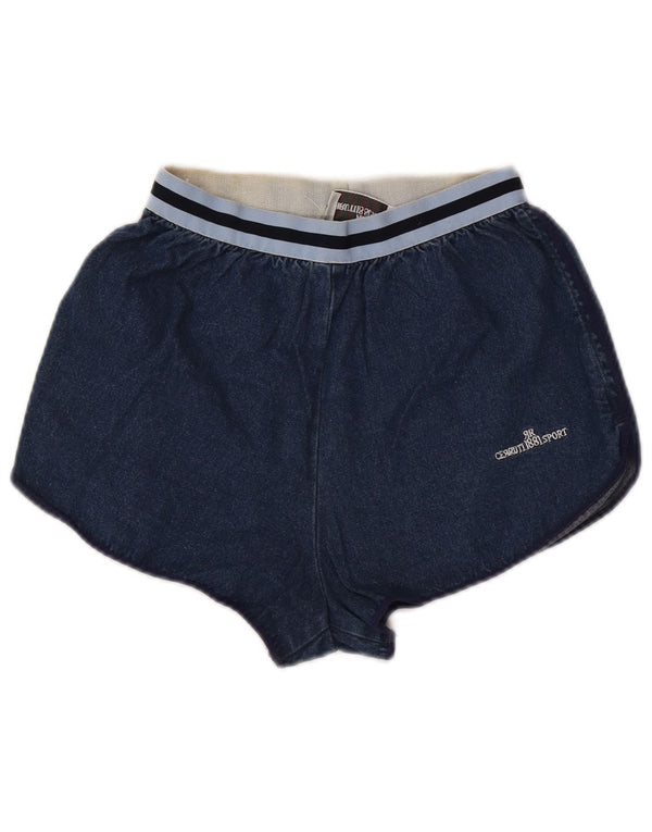 Cerruti 1881 Womens Denim Shorts W26 Small Navy Blue Colourblock Cotton