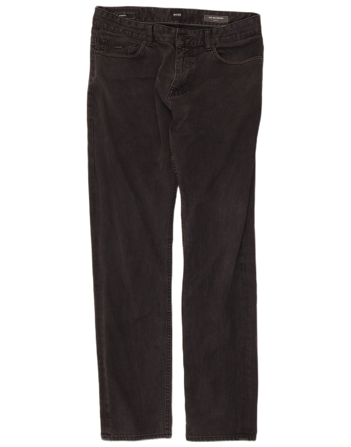 HUGO BOSS Womens Delaware Slim Jeans W34 L32  Black Cotton