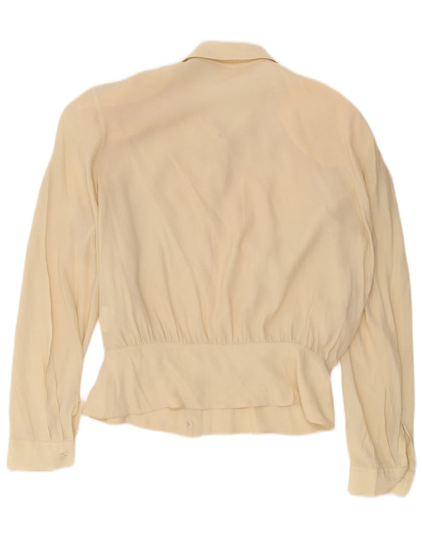 Vintage Womens Shirt Blouse IT 44 Medium Beige Floral Silk
