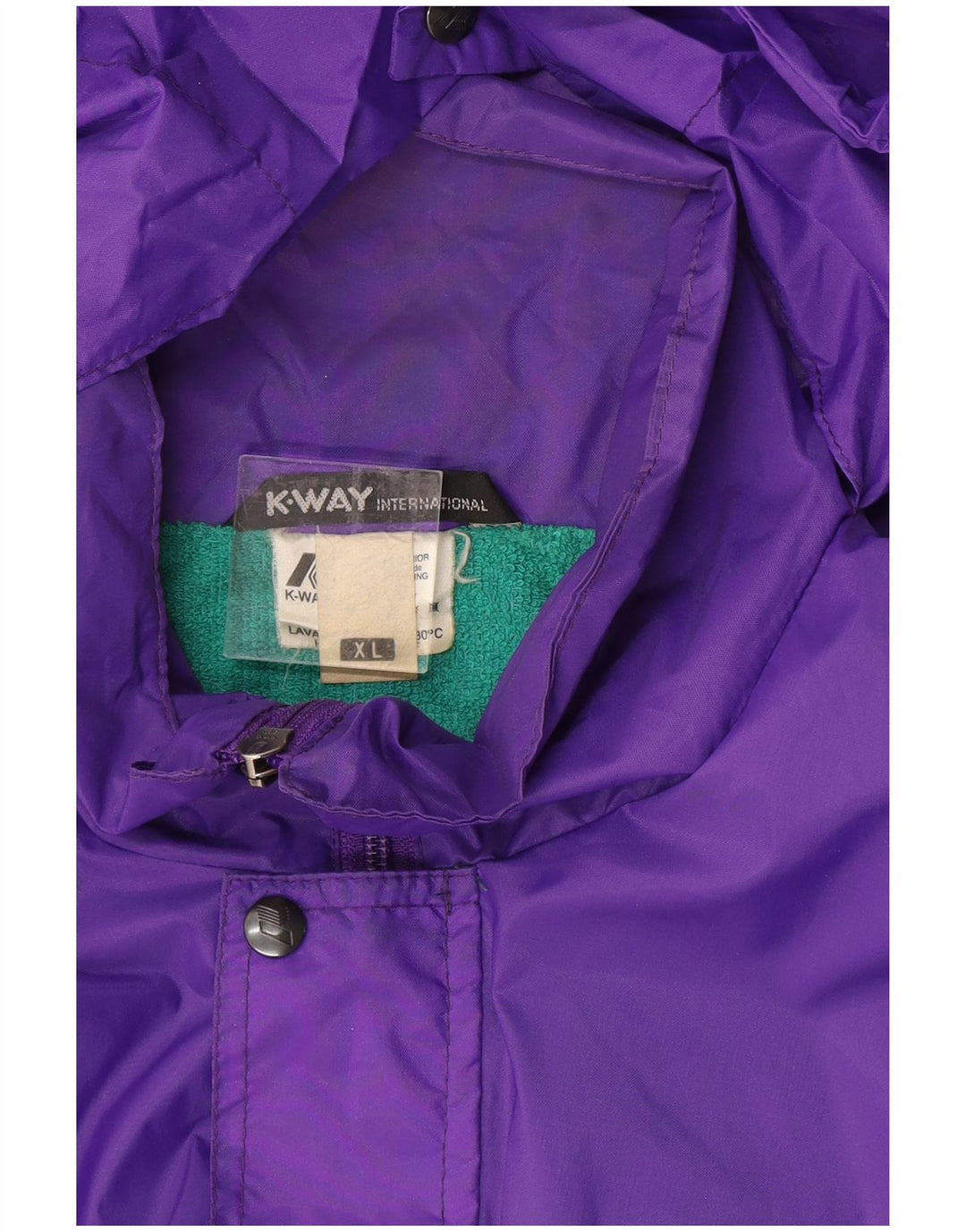 K-WAY Mens Hooded Rain Jacket UK 42 XL Purple Polyamide