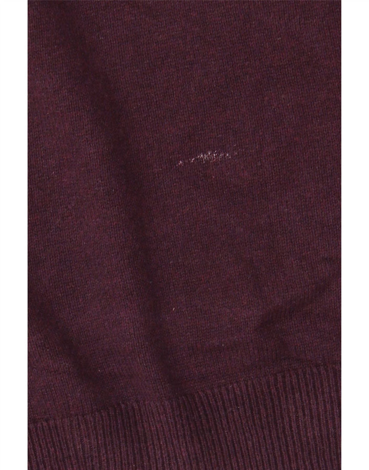 Marks & Spencer Mens V-Neck Jumper Sweater Medium Maroon Cotton