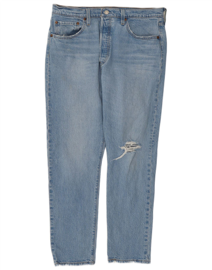 Levi's Womens 501 Distressed Straight Jeans W32 L28 Blue Cotton