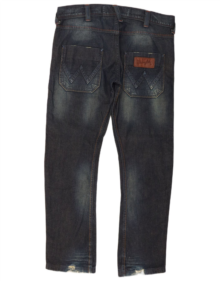 Wrangler Womens Floyd Straight Jeans W34 L30 Navy Blue Cotton