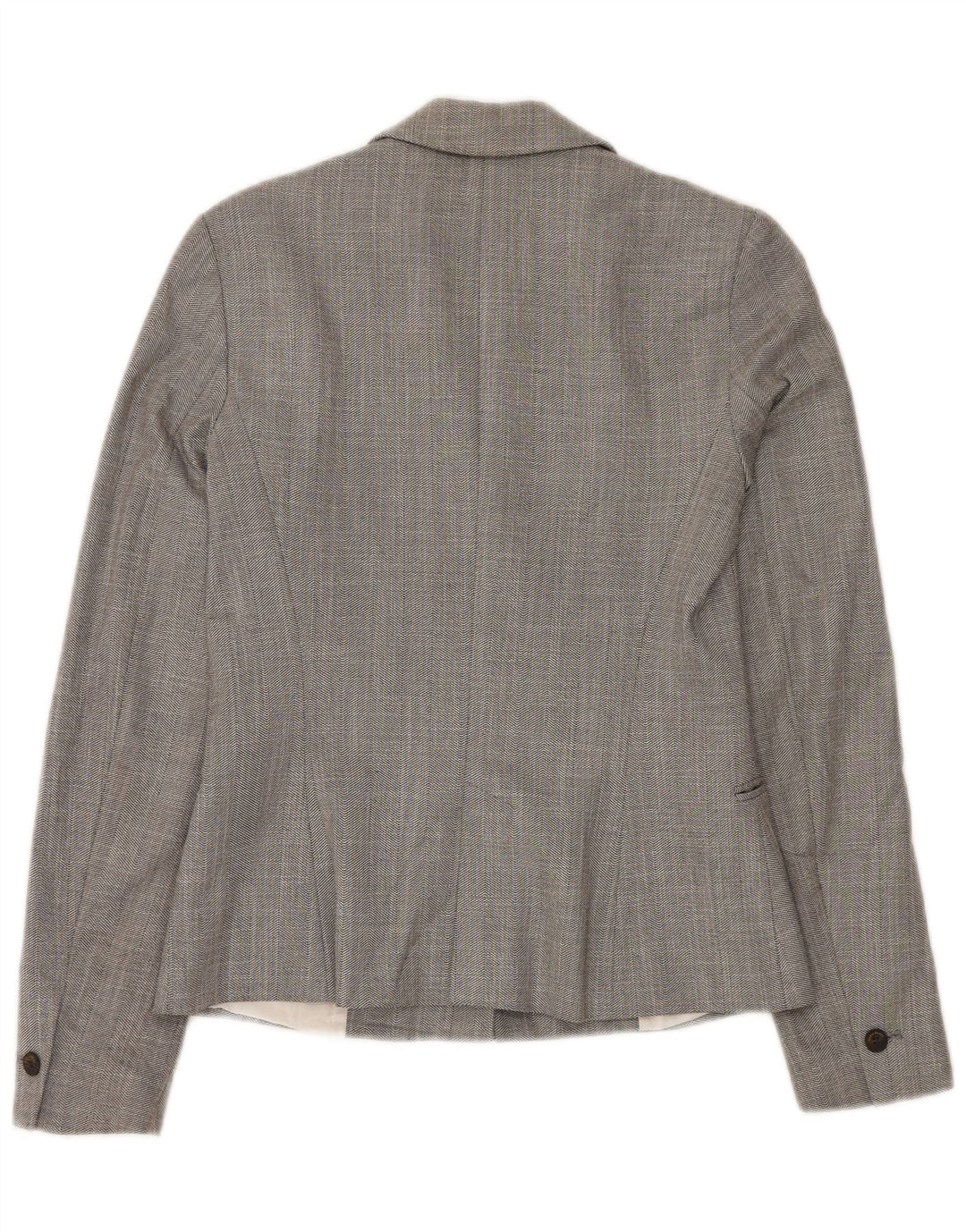 Zara Womens 1 Button Blazer Jacket UK 6 XS Grey Chevron Polyester