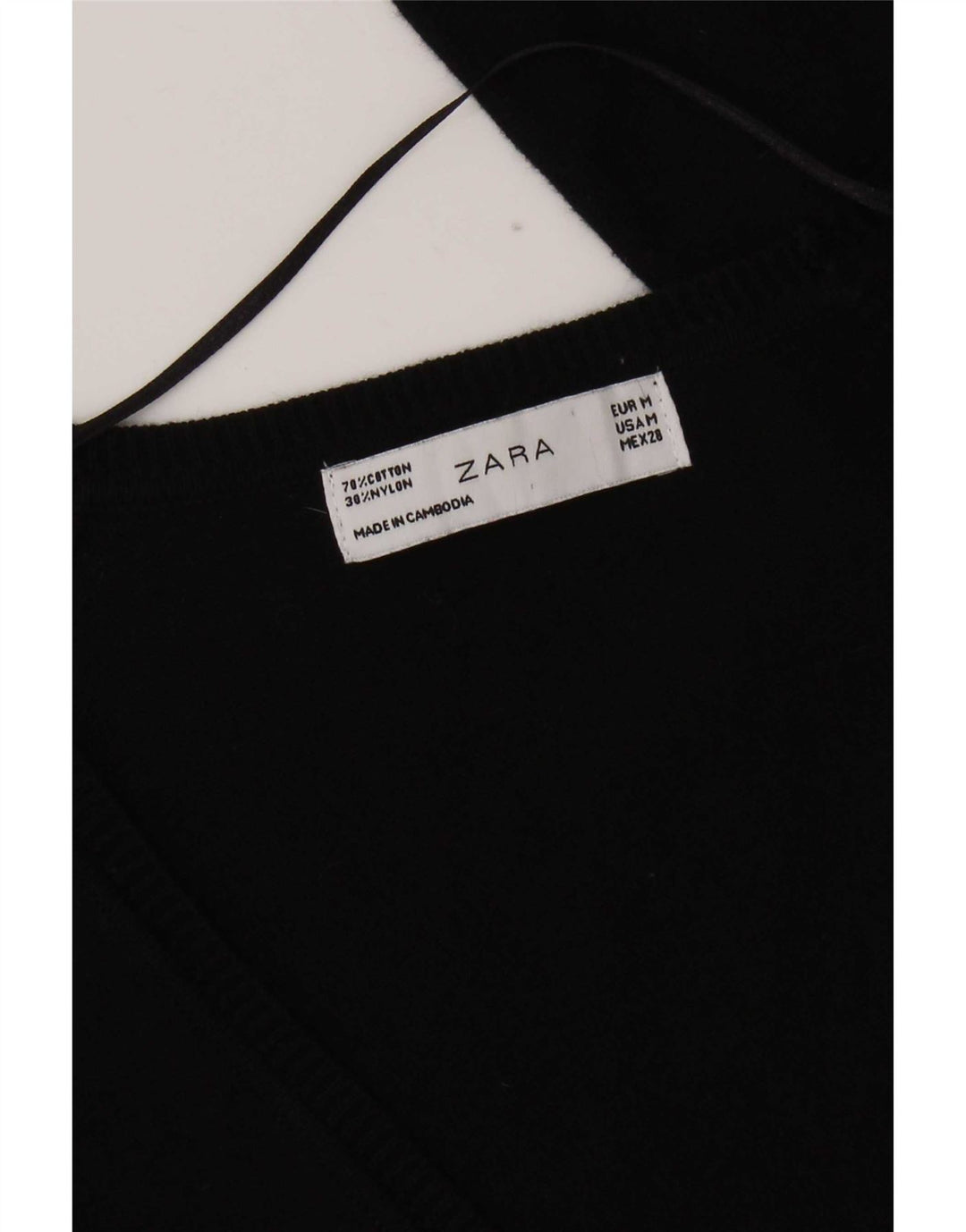 Zara Womens Cardigan Sweater UK 12 Medium Black Cotton