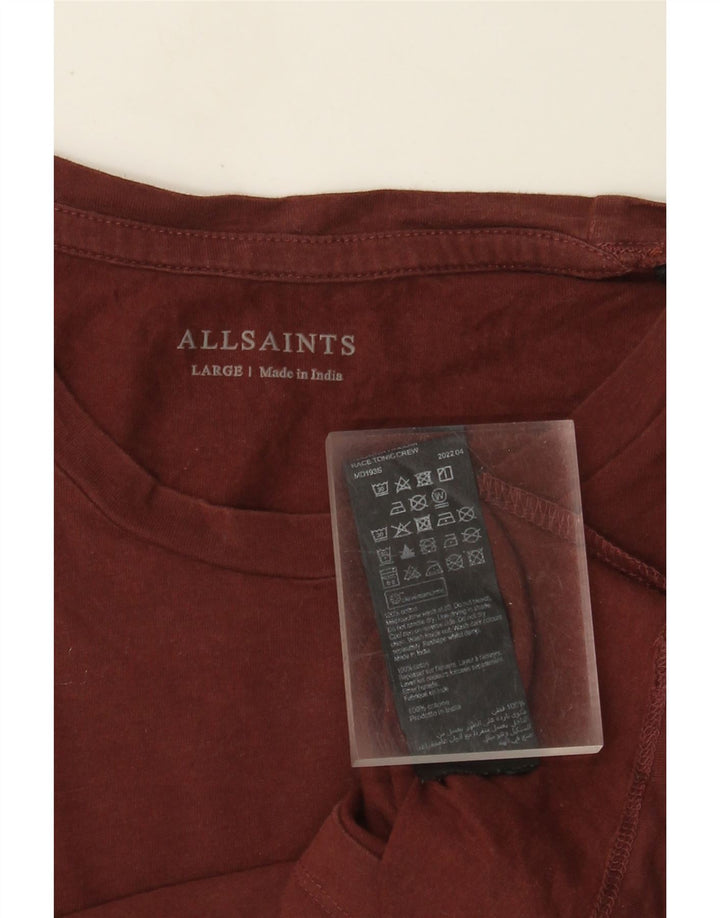 All Saints Mens T-Shirt Top Large Brown Cotton