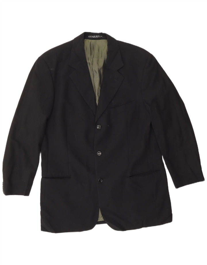 Hugo Boss Mens 3 Button Blazer Jacket UK 40 Large Navy Blue Wool