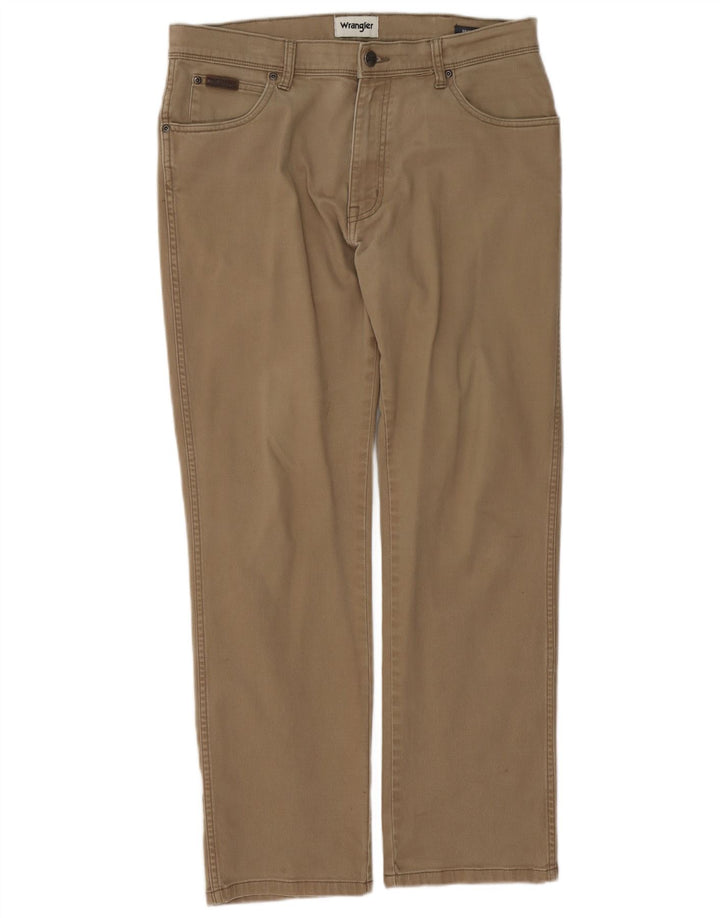 Wrangler Mens Straight Casual Trousers W34 L30 Brown
