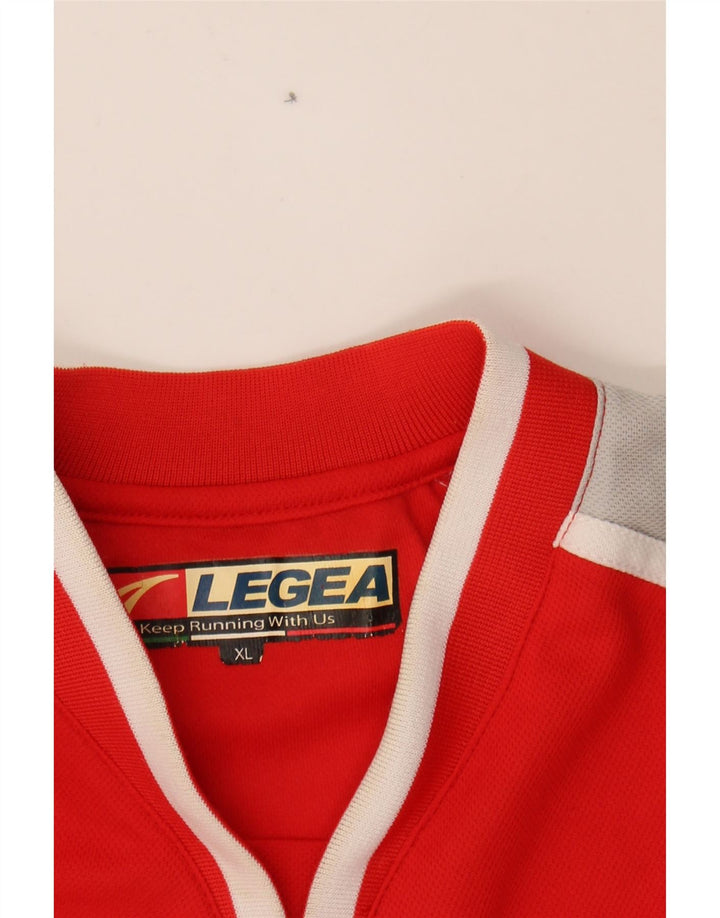 LEGEA Mens Graphic T-Shirt Top XL Red Colourblock Polyester Vintage Legea and Second-Hand Legea from Messina Hembry 