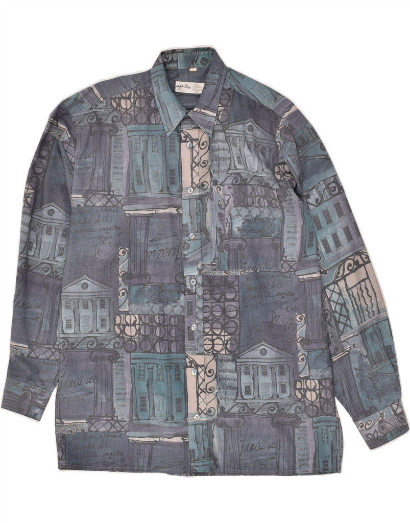 ANGELO LITRICO Mens Shirt Size 41/42 Large Grey Patchwork Polyester | Vintage Angelo Litrico | Thrift | Second-Hand Angelo Litrico | Used Clothing | Messina Hembry 