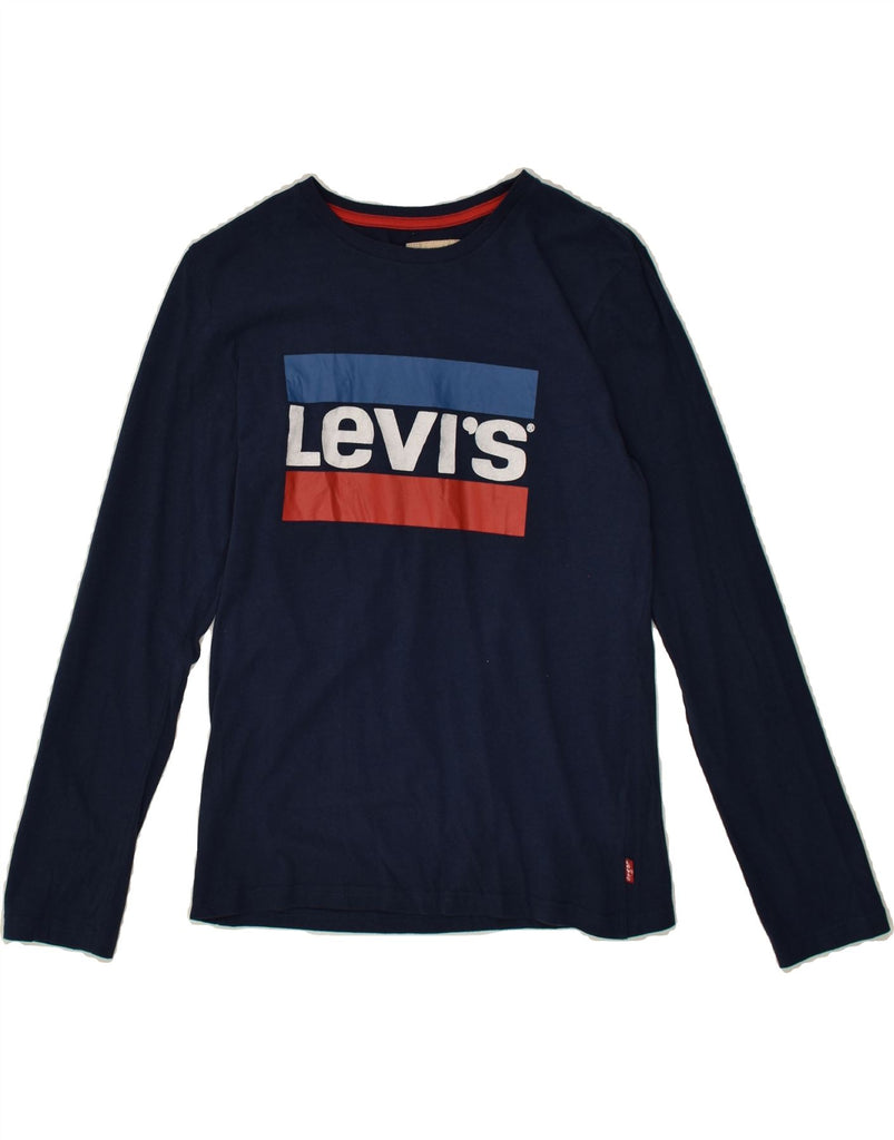 LEVI'S Boys Graphic Top Long Sleeve 13-14 Years Navy Blue Cotton | Vintage Levi's | Thrift | Second-Hand Levi's | Used Clothing | Messina Hembry 